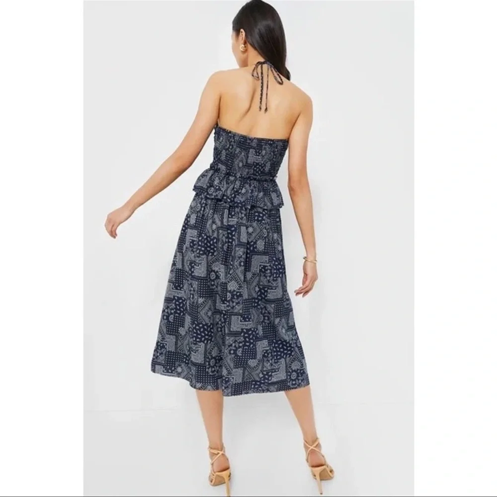 TUCKERNUCK EN Saison Navy White Daytona Midi Dress NWT Size Large - Picture 4 of 14